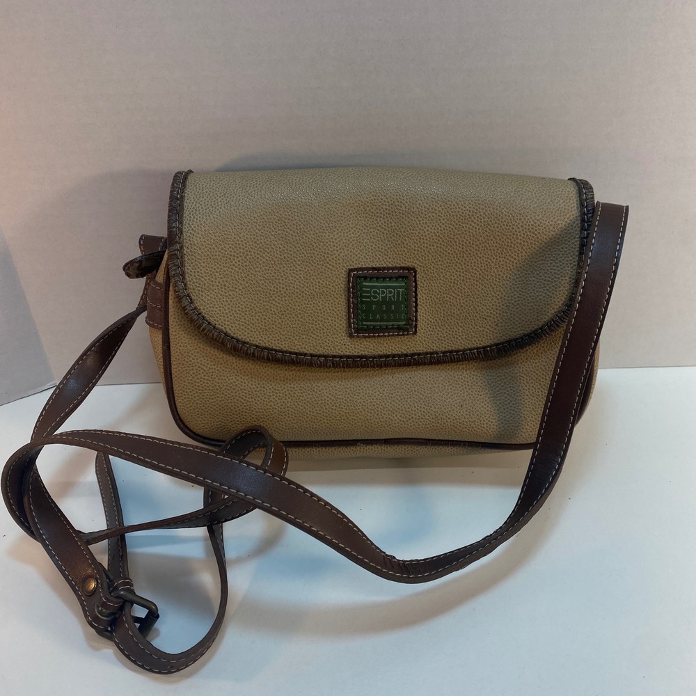 Esprit‎ Sport Classic Crossbody Bag Tan Brown Adjustable Vintage 90s